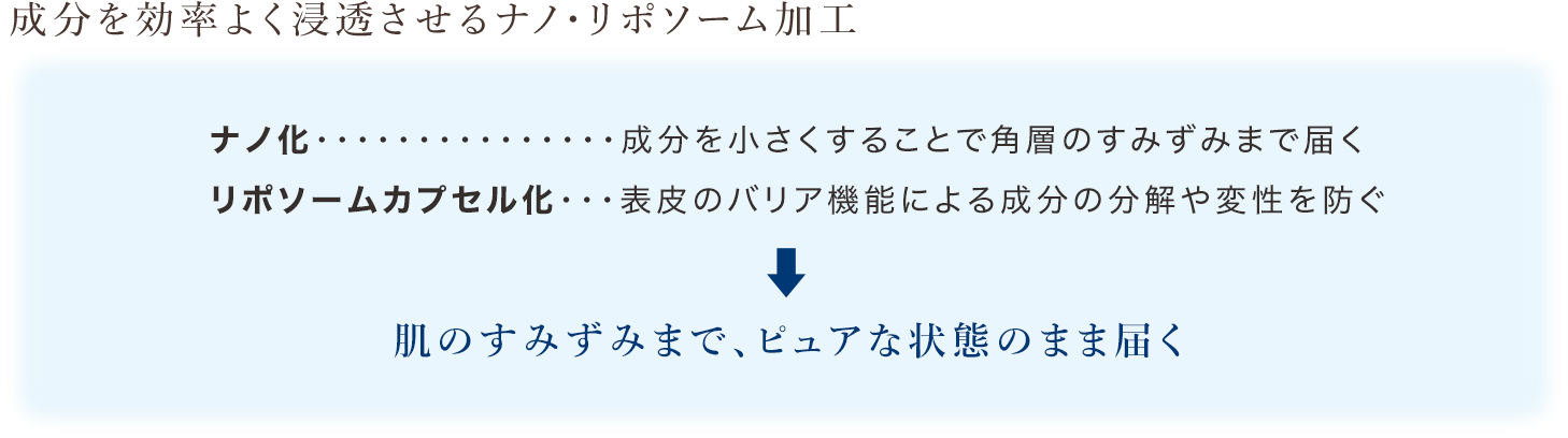 肌のすみずみまで、ピュアな状態のまま届く